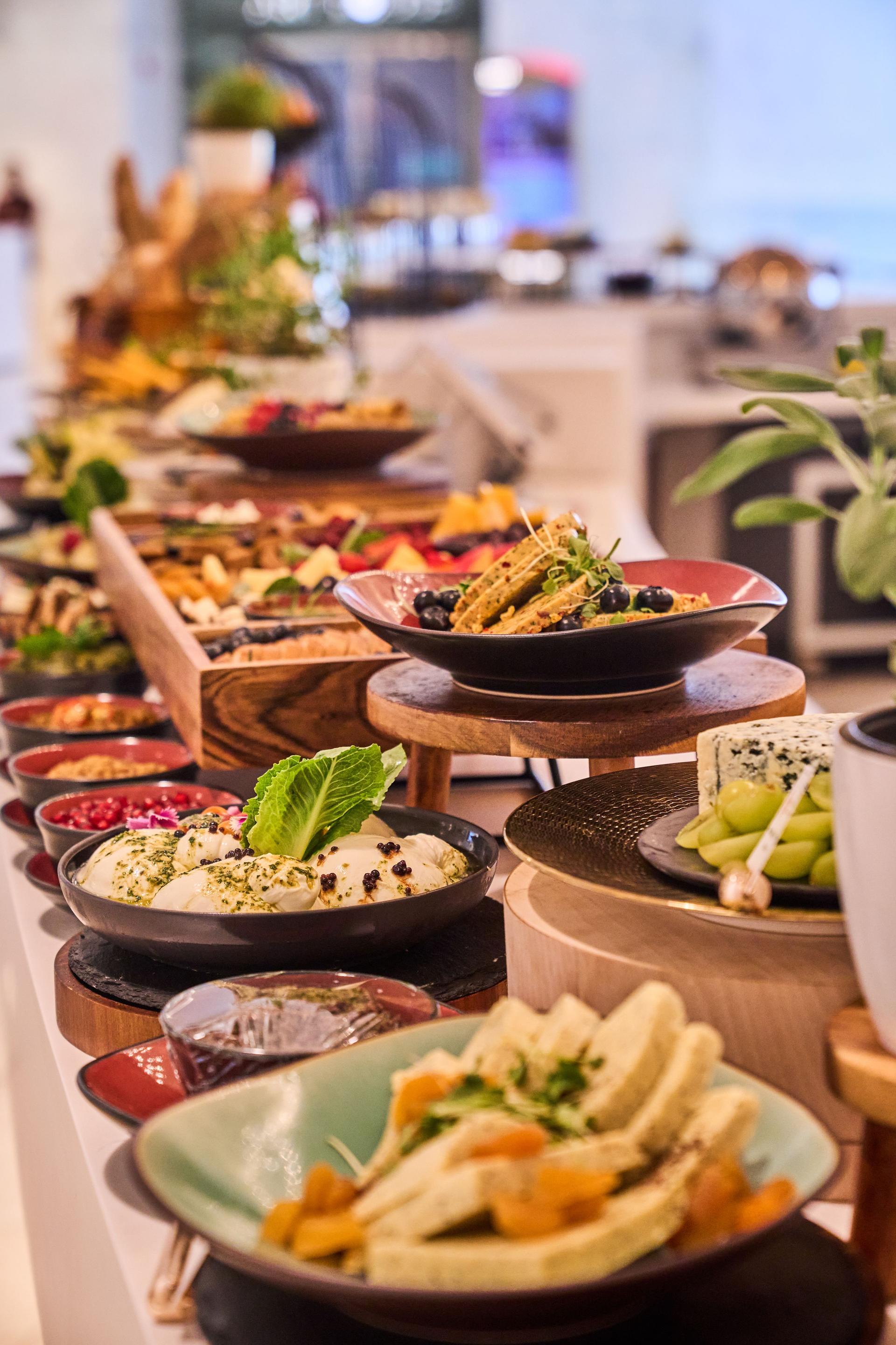Catering buffet in hotel restaurant.