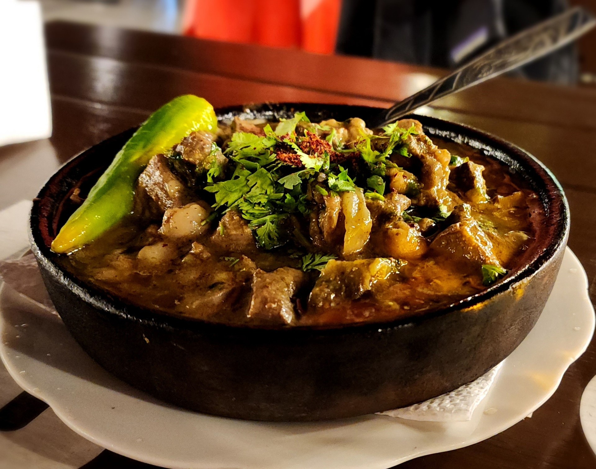Traditional meat stew in a clay pot