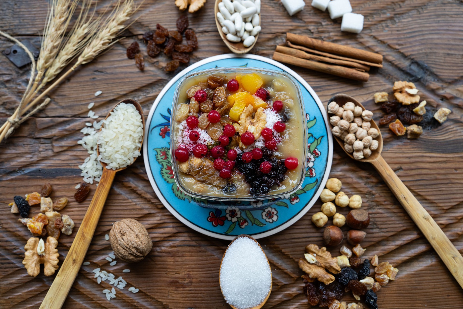 Traditional Turkish Dessert Ashura (Aşure Tatlısı) Noah Pudding Photo, Üsküdar Istanbul, Turkey (Turkiye)